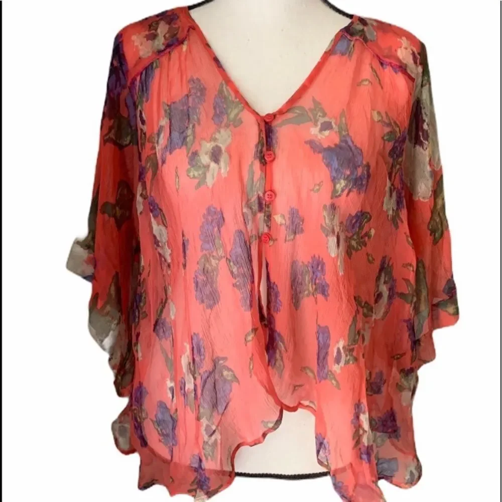 Free People Cheer Chiffon Katomi Cardigan Size L